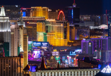 Imagem áerea de Las Vegas para falar sobre o relatório financeiro da BetMGM