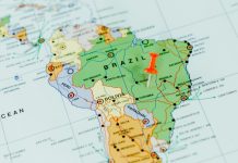 Mapa da América Latina para falar sobre as previsões da Fazi para a região