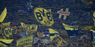 Sportradar aponta a Bundesliga como liga mais emocionante do mundo Imagem da torcida do Dortmund, para falar sobre pesquisa da Sportradar que aponta a Bundesliga como a liga mais emocionante do mundo