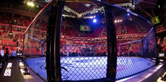 SeuBet amplia presença no universo de lutas com parceria com Werdum Imagem da 'cage' do UFC para falar do anúncio de Werdum como novo embaixador do SeuBet