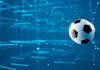Bola de futebol com fundo azul