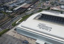 Imagem aérea do Neo Quimica Arena, estádio do Corinthians
