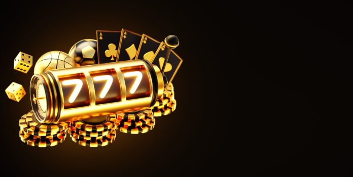 Representação de jogos de cassino com o símbolo 777 de um caça-níquel