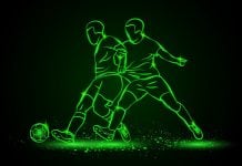 Desenho neon de dois jogadres de futebol