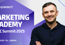 Banner da Academia de Marketing do SBC Summit 2025, com foto de Gary Vaynerchuck posicionada na parte do centro/direita