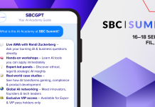 Randi Zuckerberg é a atração principal da estreia da AI Academy no SBC Summit 2025 Banner da AI Academy do SBC Summit