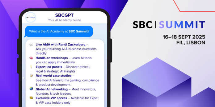 Randi Zuckerberg é a atração principal da estreia da AI Academy no SBC Summit 2025 Banner da AI Academy do SBC Summit