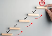 Projeção de crescimento por meio de degraus com objetivo final no topo