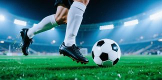 7K altera uniforme do Santos após pedido de torcedores Jogador se prepara para chutar a bola em campo
