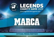 Imagem oficial da parceria entre o Legends Charity Game e a MARCA