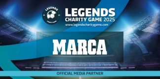 MARCA: parceira estratégica oficial do Legends Charity Game 2025 Imagem oficial da parceria entre o Legends Charity Game e a MARCA