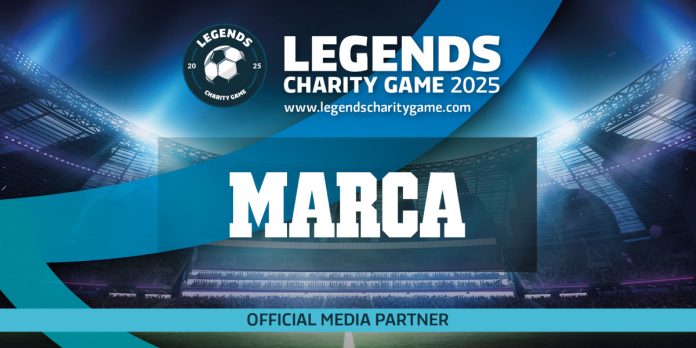 Imagem oficial da parceria entre o Legends Charity Game e a MARCA