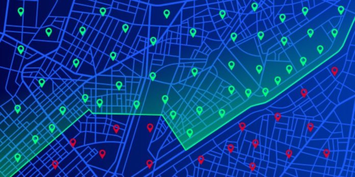 Diversos pontos de localização no mapa