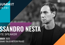 Divulgação oficial da participação de Alessandro Nesta no SBC Summit Tbilisi 2025