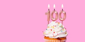 Cupcake com velas de aniversário acesas