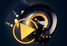 Luck.bet lança programa Jogo na Tela 2.0 Roleta, cartas, dado e símbolo de dar play com fundo preto