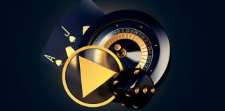 Luck.bet lança programa Jogo na Tela 2.0 Roleta, cartas, dado e símbolo de dar play com fundo preto