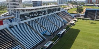 Foto da arquibancada do ABC Futebol Clube, clube localizado no Rio Grande do Norte.