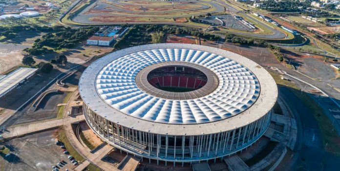 Estádio-Mané-Garrincha Estádio Mané Garrincha, em Brasilia, palco da Superbet Supercopa do Brasil.