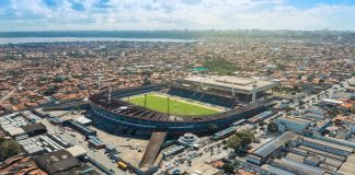 Foto panorâmica tirada do Estádio Rei Pelé em Alagoas, casa do CSA e CRB
