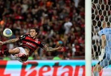 Futebol sul-americano cresce no Top 50 de eventos mais apostados do mundo em 2025 Homem dá chute de voleio em partida de futebol. Entain: Futebol sul-americano cresce no Top 50 de eventos mais apostados do mundo