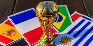 Esportes da Sorte vai patrocinar Copa do Mundo 2026 no SBT e na N Sports Troféu da Copa do Mundo sob bandeiras da França, Brasil, Espanha e Uruguai.