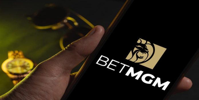 Celular mostrando a tela do aplicativo da BetMGM.