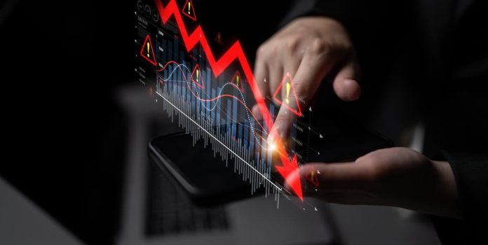 Gráfico-Queda Um gráfico mostrando uma trajetória de queda.