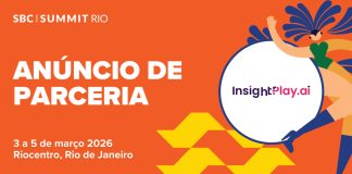 SBC anuncia InsightPlay.ai como parceira oficial de Inteligência Artificial para o SBC Summit Rio Banner digital oficial de divulgação da parceria entre SBC e InsightPlay.ai para SBC Summit Rio 2026
