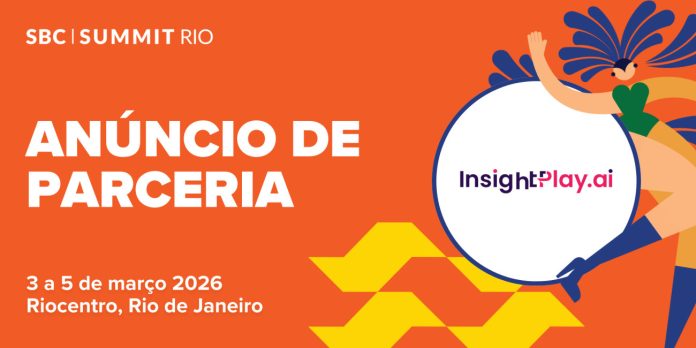 INSIGHTPLAY.AI PT SBC Summit Rio 2026 Banner digital oficial de divulgação da parceria entre SBC e InsightPlay.ai para SBC Summit Rio 2026