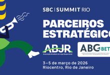 Banner de anúncio de parceria entre SBC, ABJR e ABC-Bet.