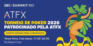 ATFX patrocina o Torneio de Poker do SBC Summit Rio 2026 Banner para o torneio de poker do SBC Summit Rio patrocinado pela ATFX.