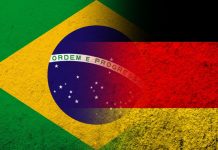 Bandeiras do Brasil e da Alemanha se unindo