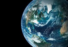 Foto tirada do planeta Terra no espaço sideral.