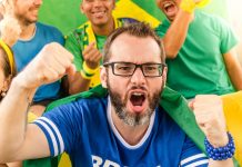 Brasileiros torcendo durante Copa do Mundo 2026.
