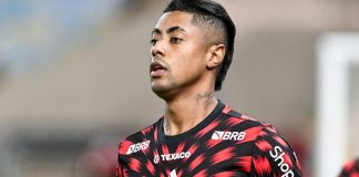 Foto tirada de Bruno Henrique, atacante do Flamengo.