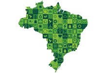 Mapa do Brasil em tons de verde e fundo branco