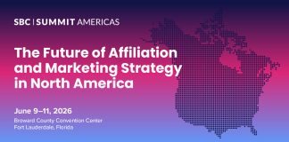 SBC Summit Americas destaca futuro da afiliação e das estratégias de marketing na América do Norte Banner digital oficial de divulgação do SBC Summit Americas 2026