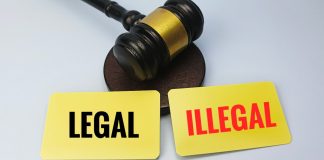 Sorte Online reforça importância de diferenciar casas de apostas online licenciadas pela SPA Malhete de juiz com dois cartões amarelos à frente, escritos “Legal” e “Illegal”