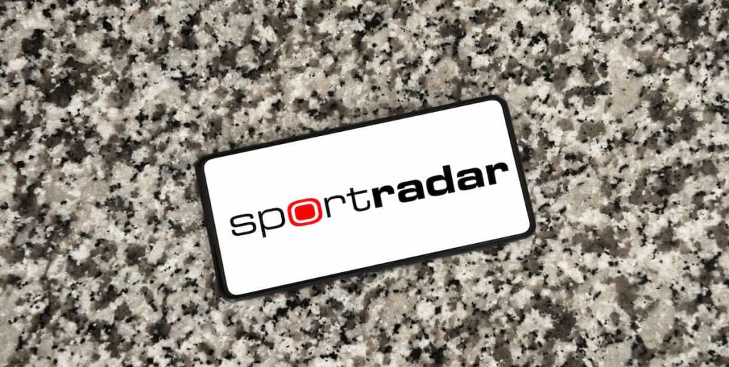 Tela de celular com o aplicativo da Sportradar aberto.