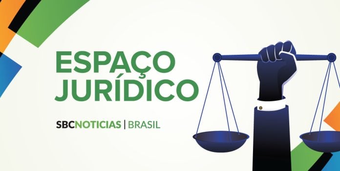 Banner digital para a coluna Espaço Jurídico do SBC Notícias Brasil.