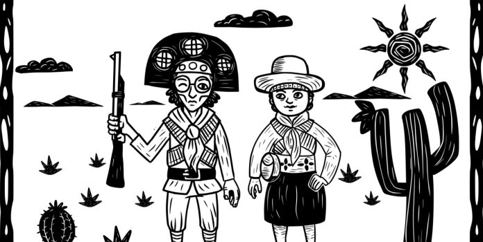 Flutter-Brazil-promove-jogo-responsavel-na-Copa-do-Nordeste Representação em desenho de Maria Bonita e Lampião, figuras lendárias e tradicionais do Nordeste brasileiro