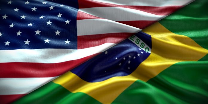 Wanor-Franca-Kindbridge-Research-Institute-analisa-diferencas-entre-EUA-e-Brasil-no-jogo-responsavel As bandeiras dos Estados Unidos e do Brasil se unindo