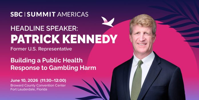 Patrick-J.-Kennedy-ex-congressista-dos-EUA-participa-de-debate-sobre-protecao-ao-jogador-no-SBC-Summit-Americas-2026 Banner digital oficial de divulgação do SBC Summit Americas 2026