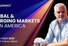 Banner de divulgação para trilha América Latina no SBC Summit 2026 em Lisboa.