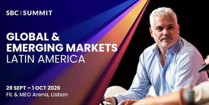 Banner de divulgação para trilha América Latina no SBC Summit 2026 em Lisboa.