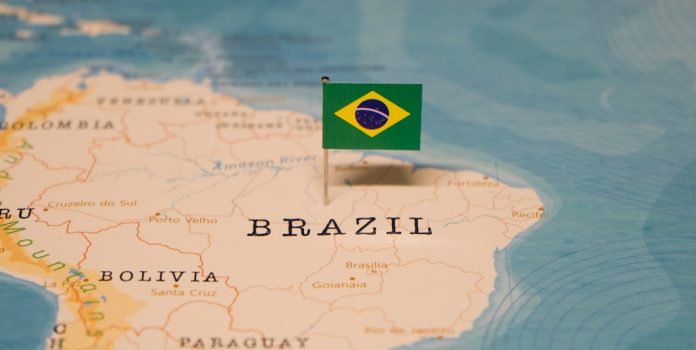 BETBY-Amplia-Atuacao-no-Brasil-Com-Parceria-Com-a-NGX Mapa destaca Brasil.
