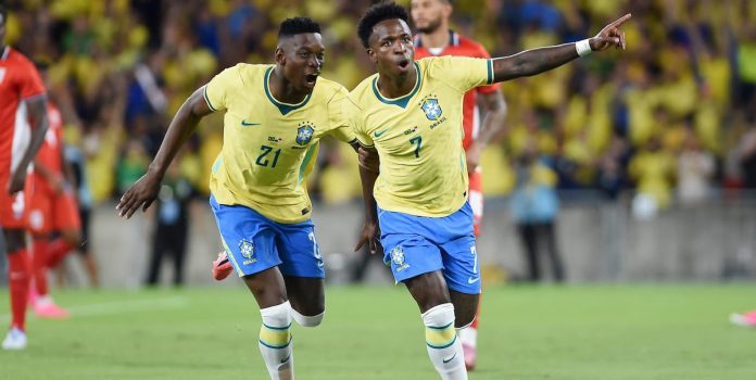 Deputado-Hauly-Quer-Barrar-Jogadores-Que-Atuam-no-Exterior-na-Selecao-Brasileira Vinícius Júnior e Luiz Henrique comemoram gol da Seleção Brasileira.
