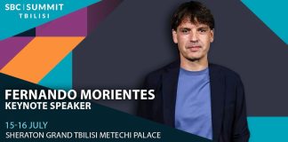 Fernando Morientes participará do SBC Summit Tbilisi 2026 Banner digital oficial de divulgação da participação de Fernando Morientes no SBC Summit Tbilisi 2026.