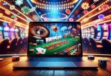 bet365 apresenta jogos em destaque de junho no Brasil: Pragmatic Play segue liderando Criação de IA simulando um cassino online e, ao fundo, cassino físico